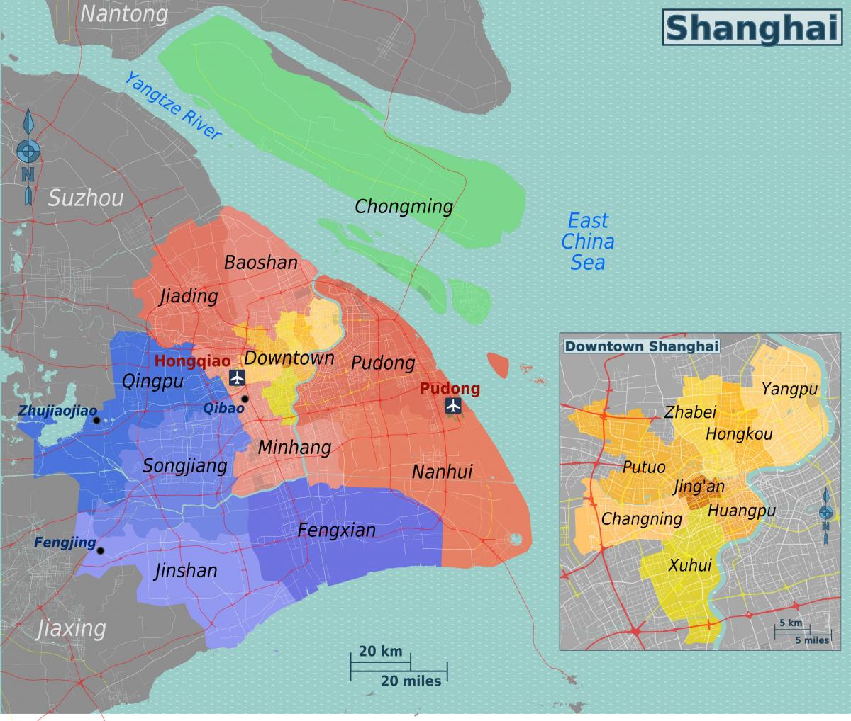 Bezirkskarte von Shanghai