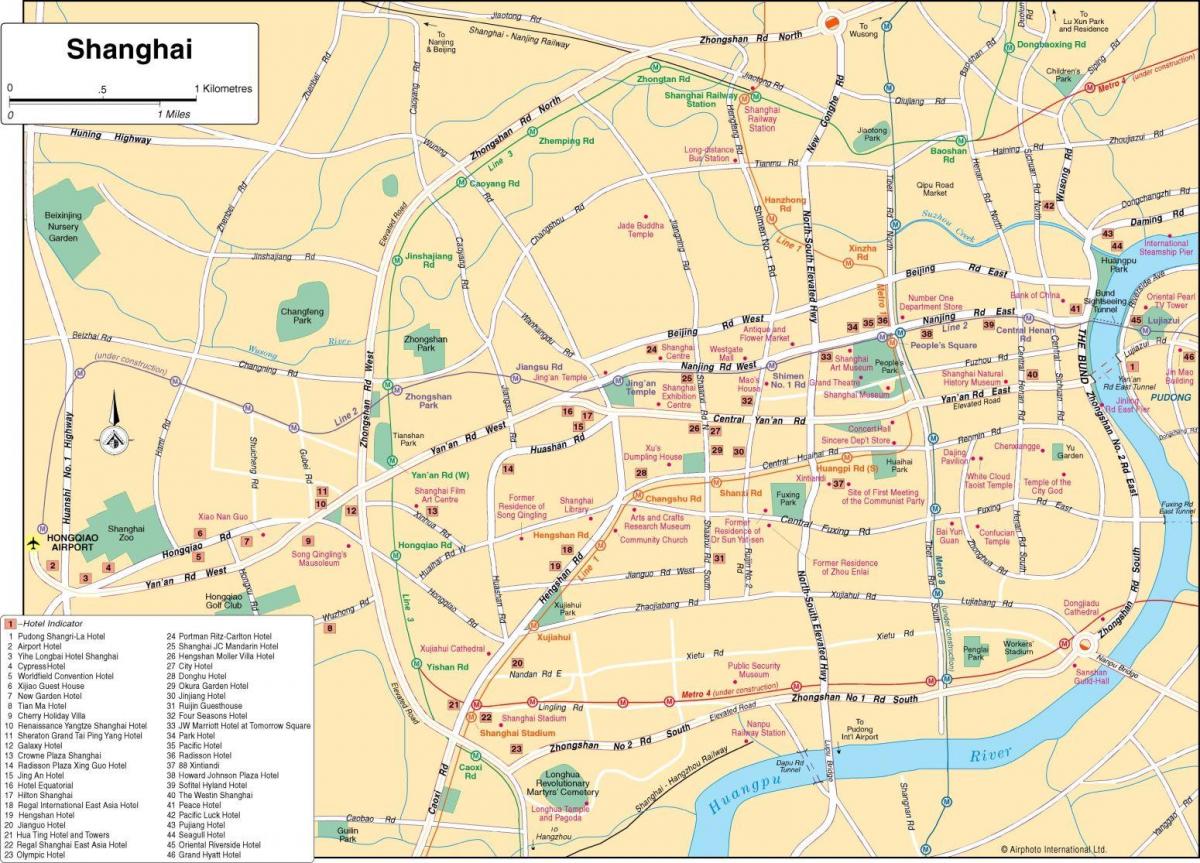 Karte des Stadtzentrums von Shanghai