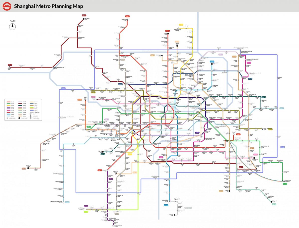 Karte der U-Bahn-Station Shanghai